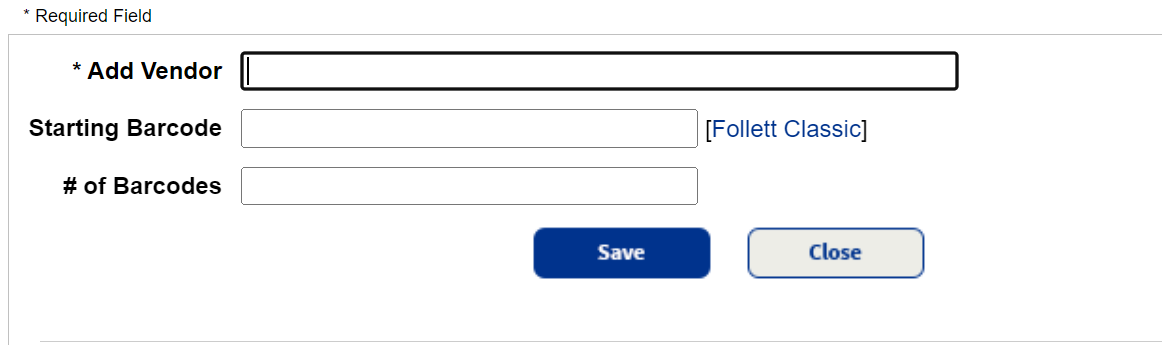Library Vendor page.